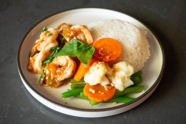 Shrimp Basil Sauce Rice Bowl