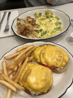 Open Tuna Melt and Broccoli Omelette with Mozzarella