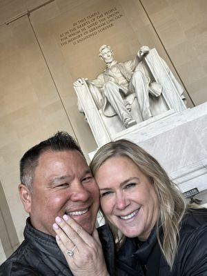 Engaged at the footsteps of honest Abe!