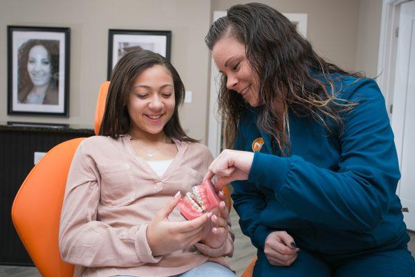 Demonstration of the different types of Braces during a consultation