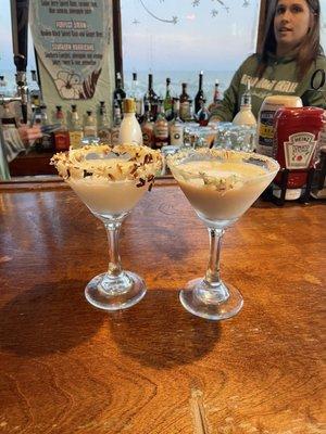 Holiday coconut and peppermint martinis