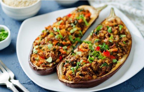 This is what stuffed eggplant is supposed to look like.