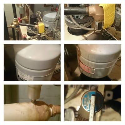 Replace leaking expansion tank,  pressure reducing valve,  Air vent and pressure relief valve for hot water boiler...