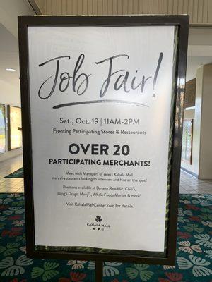 Job fair Saturday October 19,2019