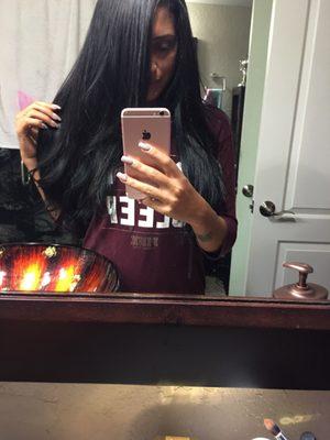 Black hair extensions done by Mila