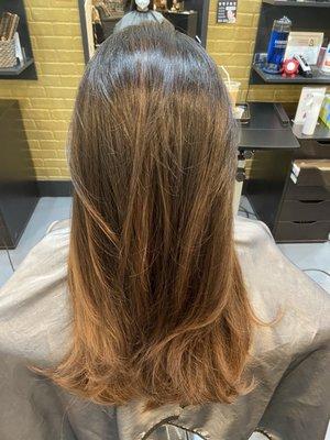 Natural gradation hair color Balayage ombré.