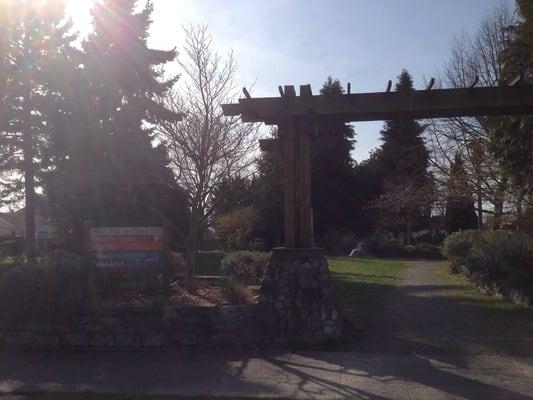 Park entrance on a fine spring day.