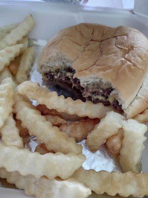 Big double burger with fries