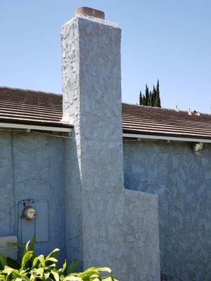 Beautiful chimney after stucco.