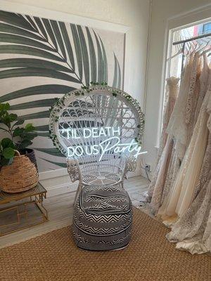 Cute shop decor and beautiful wedding dresses