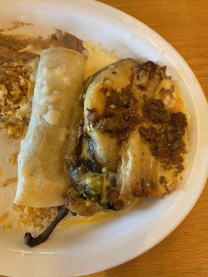 Beef enchilada, Chile relleno, beef tamale