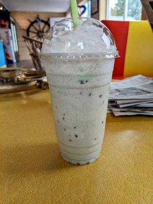 Mint chocolate chip milkshake