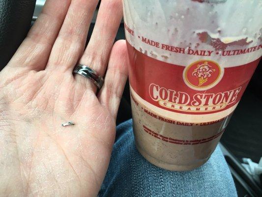 Found a piece of METAL inside the milkshake!