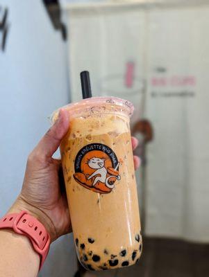 Thai Tea $6.50 with boba + .75