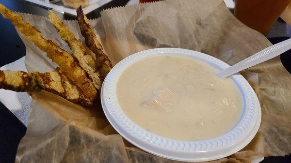 Chicken Velvet Soup with toast points