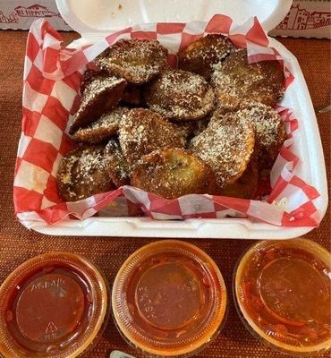 House-made Toasted (Meat) Raviolis  with Marinara sauce (comes 6 per order)