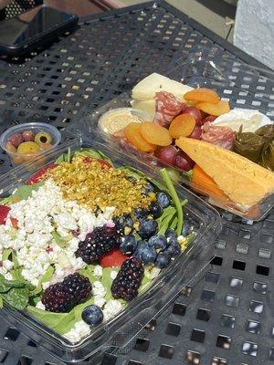 Salad and cheese plate during our lunch break