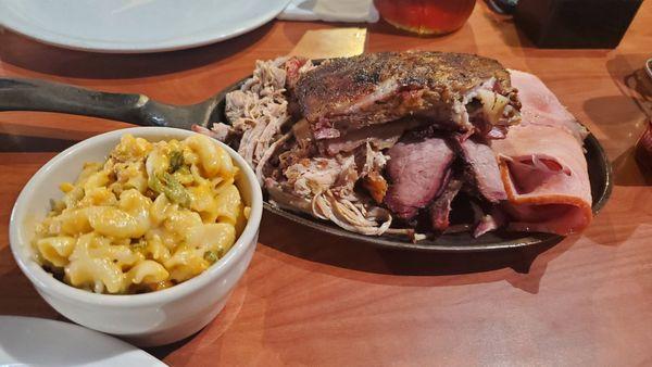 Super Sampler:  sliced brisket, pulled pork, and pit ham w/ mac & cheese and potato salad (not pictured)