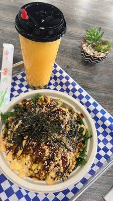 Papaya Milk Tea Build Your Own Regular Poke Bowl