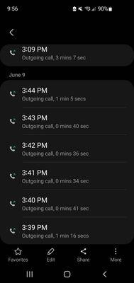 The call log where Isabel the reception is hung up on me five times in a row before she answered my call.