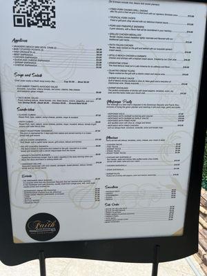 Same menu with updated prices as of 7/26/24