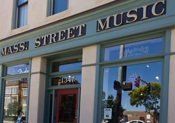 Mass Street Music is at the corner of 14th & Mass. Street in Lawrence, KS