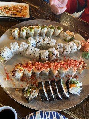 Vegetable roll, California roll, NM roll