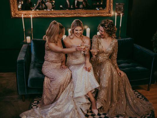 Bride and bridesmaids at Songbird Parlour