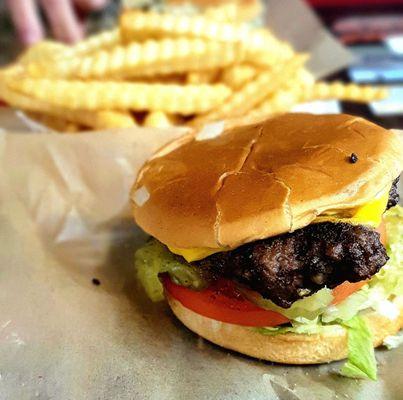 Cheeseburger with fries. Mmmmm.