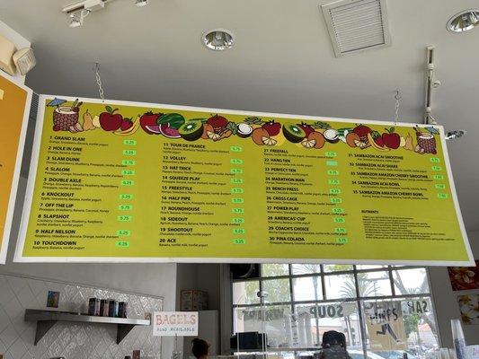 Smoothie menu