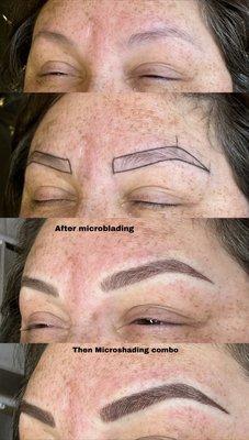 Brow treatment. Microblade and microshade tattoo combo.