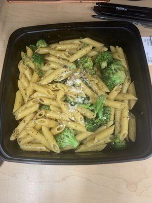 Penne with broccoli. I know it may look like a lot but it's not.