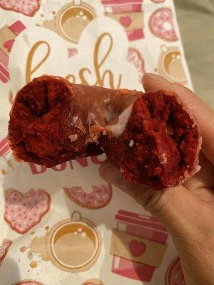 Red velvet cake donut. Yum!