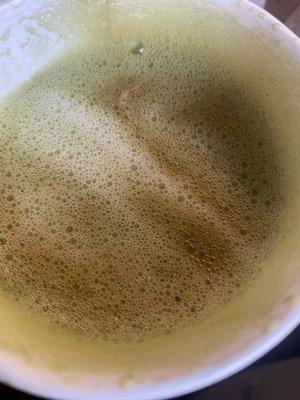 Brown/Green Matcha Latte.  They put coffee in their matcha lattes here.  AVOID.