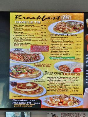 Breakfast menu