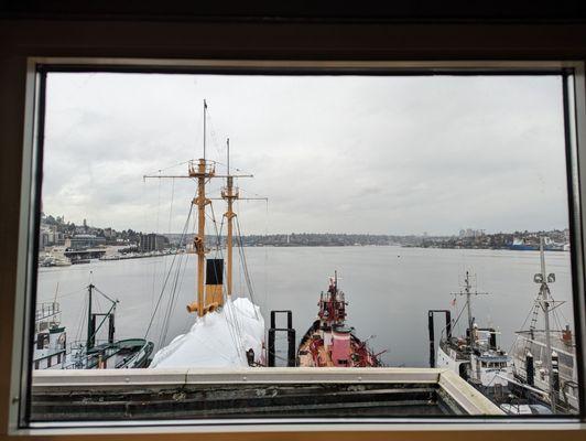 View of Lake Union from the top floor