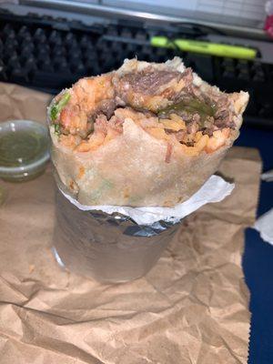 Regular Burrito special with cabeza, no onions