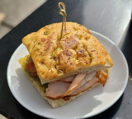 Turkey, Bacon, & Pesto on Focaccia