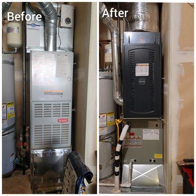 We replacement old furnace and added heat-pump