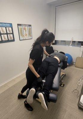 Advanced state of the art chiropractic tables allow us to decompress patients with lower back pain.