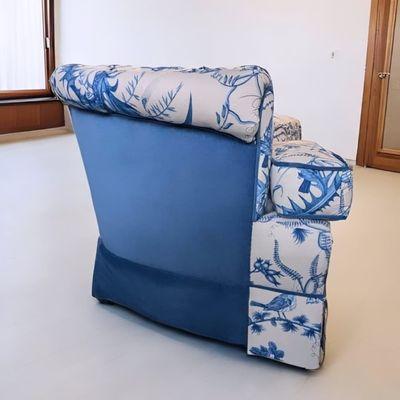 Beautiful loveseat combined with two different fabrics