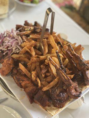 Pork, lamb chops and fries