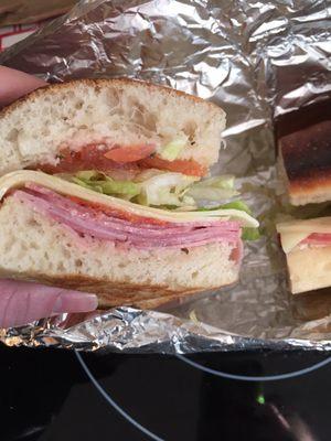 Large Italian Mixed Sub - lettuce, tomato, onion, provolone and oil/vinegar dressing so good!