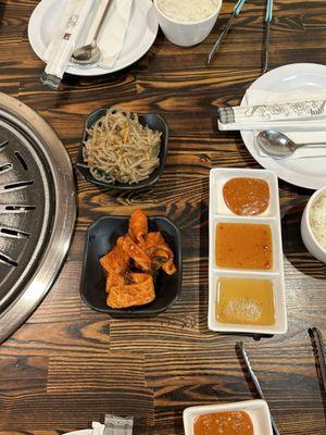 Banchan - japchae and fish cake