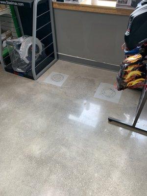 Removed old tile then applied 800 series of polish to the floor surface.