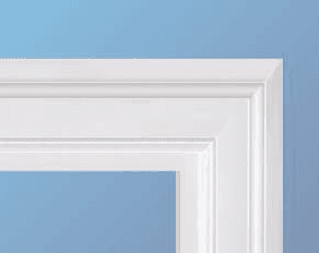 Block styled window frame.