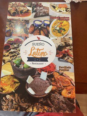 Front Page of Menu