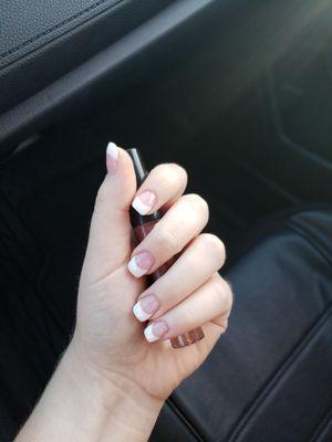 Acrylic french nails with gel top coat. $40