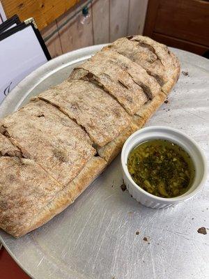 Fresh Bread with dipping oil.