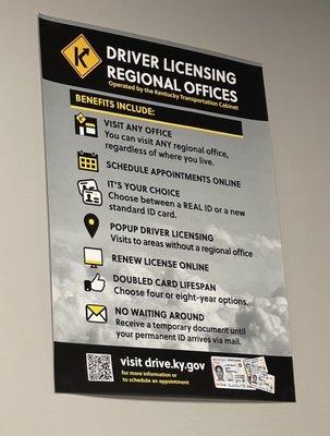 Info about licenses posted on the wall.